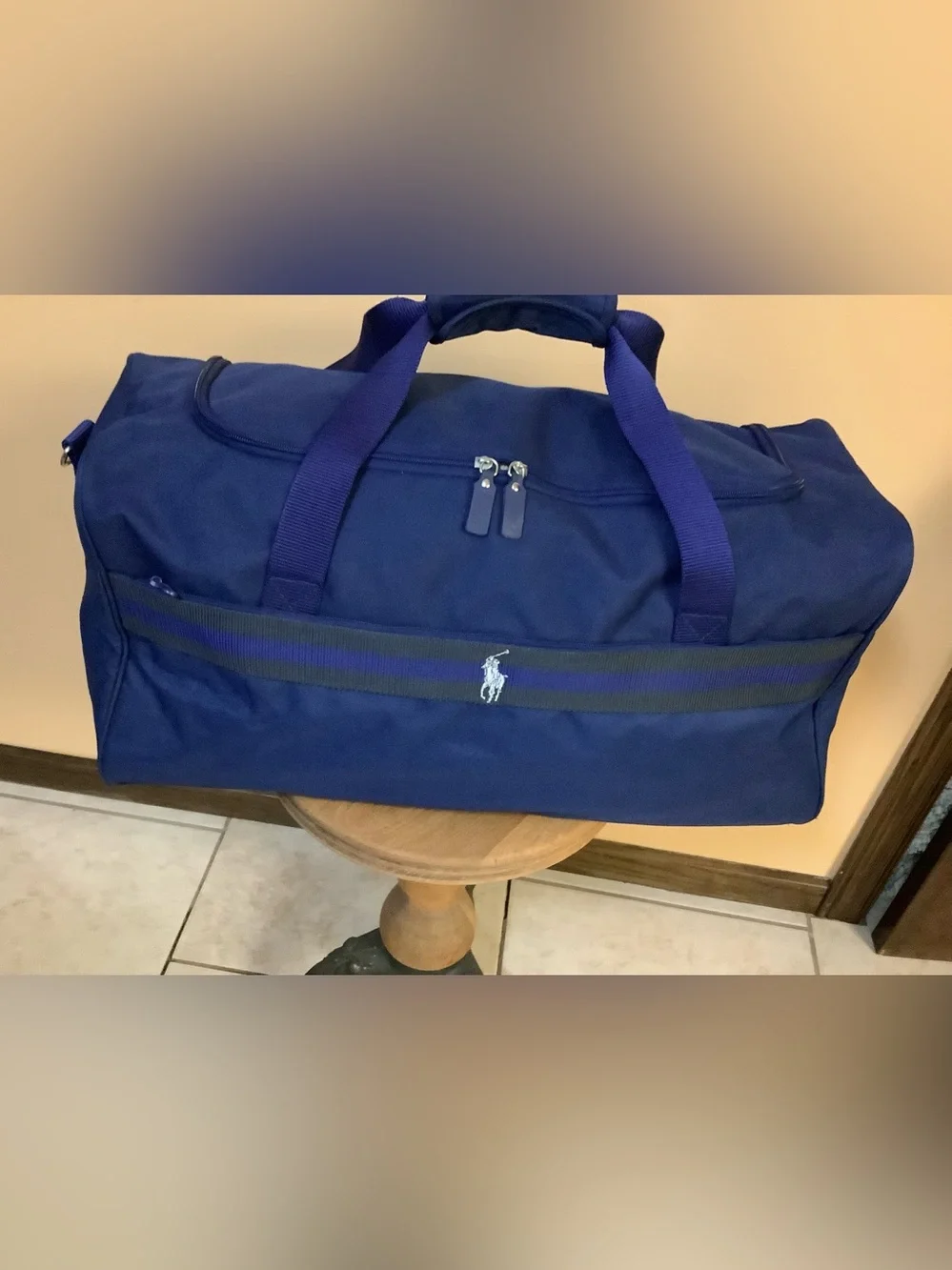 Polo by Ralph Lauren Royal Blue Travel Duffel with Signature Polo Player